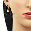 Oro Laminado Huggie Hoop, Gold Filled Style with Ivory Pearl and White Micro Pave, Polished, Golden Finish, 02.195.0194.16
