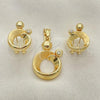 Oro Laminado Earring and Pendant Adult Set, Gold Filled Style with  Crystal, Polished, Golden Finish, 10.59.0146