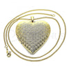 Oro Laminado Pendant Necklace, Gold Filled Style Heart Design, Polished, Golden Finish, 04.117.0002.20