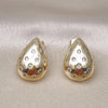 Oro Laminado Stud Earring, Gold Filled Style Teardrop Design, with White Cubic Zirconia, Polished, Golden Finish, 02.170.0451