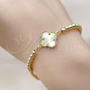 Oro Laminado Fancy Bracelet, Gold Filled Style Four-leaf Clover and Ball Design, Polished, Golden Finish, 03.414.0003.07