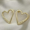 Oro Laminado Stud Earring, Gold Filled Style Heart Design, Polished, Golden Finish, 02.213.0451