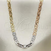 Oro Laminado Basic Necklace, Gold Filled Style Mariner Design, Diamond Cutting Finish, Tricolor, 04.319.0010.24