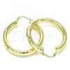Oro Laminado Medium Hoop, Gold Filled Style Hollow Design, Diamond Cutting Finish, Golden Finish, 02.213.0314.40