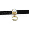 Oro Laminado Fancy Necklace, Gold Filled Style Choker Design, with White Cubic Zirconia, Polished, Golden Finish, 04.215.0023.13