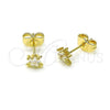 Oro Laminado Stud Earring, Gold Filled Style with White Cubic Zirconia, Polished, Golden Finish, 02.60.0164