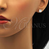 Oro Laminado Stud Earring, Gold Filled Style with White Cubic Zirconia, Polished, Golden Finish, 5.128.026