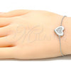 Sterling Silver Fancy Bracelet, Heart Design, with White Cubic Zirconia, Polished, Rhodium Finish, 03.336.0081.08