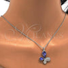 Rhodium Plated Pendant Necklace, Butterfly Design, with Tanzanite and Aurore Boreale Swarovski Crystals, Polished, Rhodium Finish, 04.239.0043.9.18