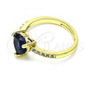 Oro Laminado Multi Stone Ring, Gold Filled Style Heart Design, with Sapphire Blue Cubic Zirconia and White Micro Pave, Polished, Golden Finish, 01.284.0057.3