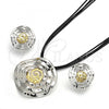 Oro Laminado Necklace and Earring, Gold Filled Style Spiral and Leaf Design, Polished, Two Tone, 06.59.0112