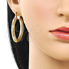 Oro Laminado Medium Hoop, Gold Filled Style Hollow Design, Diamond Cutting Finish, Golden Finish, 02.170.0310.40