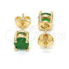 Oro Laminado Stud Earring, Gold Filled Style with Fern Green Cubic Zirconia, Polished, Golden Finish, 02.284.0010.5