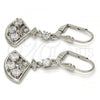 Rhodium Plated Long Earring, with White Cubic Zirconia and White Micro Pave, Polished, Rhodium Finish, 02.236.0012.4