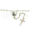 Oro Laminado Thin Rosary, Gold Filled Style San Judas and Crucifix Design, Polished, Golden Finish, 09.253.0039.20