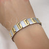 Stainless Steel Solid Bracelet, Polished, Two Tone, 03.114.0284.1.08