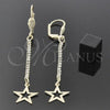 Oro Laminado Long Earring, Gold Filled Style Star Design, with  Cubic Zirconia, Golden Finish, 5.089.005