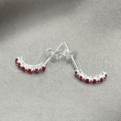 Sterling Silver Stud Earring, with Garnet Crystal, Polished, Silver Finish, 02.406.0017.03