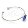 Rhodium Plated Individual Bangle, with Bermuda Blue Swarovski Crystals, Polished, Rhodium Finish, 07.239.0012.7 (02 MM Thickness, One size fits all)