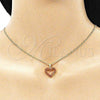 Oro Laminado Pendant Necklace, Gold Filled Style Heart Design, with Garnet Micro Pave, Polished, Golden Finish, 04.156.0049.2.20