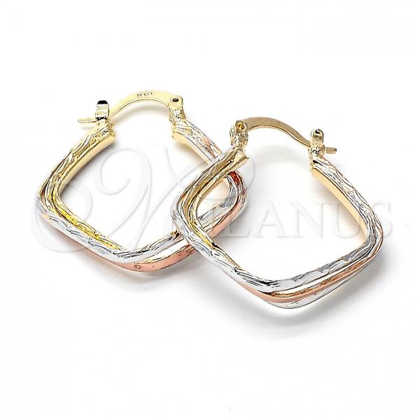 Oro Laminado Medium Hoop, Gold Filled Style Diamond Cutting Finish, Tricolor, 5.138.032