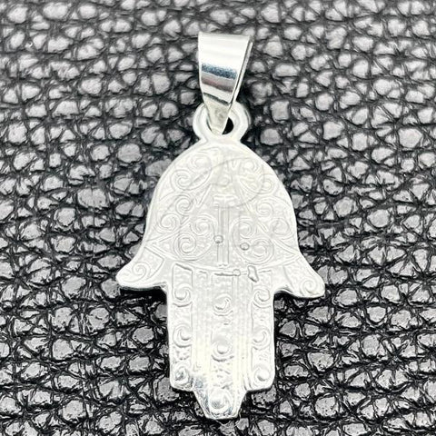 Sterling Silver Fancy Pendant, Hand of God Design, Polished, Silver Finish, 05.392.0044