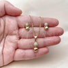 Oro Laminado Earring and Pendant Adult Set, Gold Filled Style Ball and Infinite Design, with White Micro Pave, Polished, Golden Finish, 10.342.0220