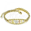 Oro Laminado Fancy Bracelet, Gold Filled Style Elephant and Owl Design, Polished, Tricolor, 03.380.0073.07