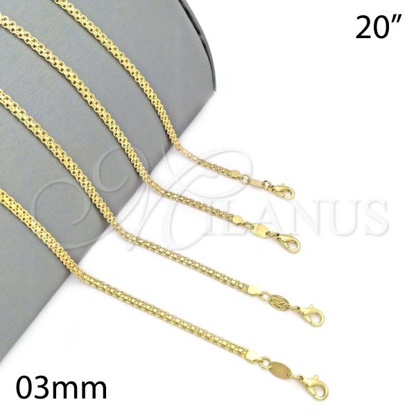 Oro Laminado Basic Necklace, Gold Filled Style Rolo Design, Polished, Golden Finish, 04.63.1287.20