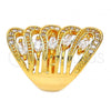 Oro Laminado Multi Stone Ring, Gold Filled Style with White Cubic Zirconia and White Micro Pave, Polished, Golden Finish, 01.210.0035.08 (Size 8)