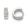 Sterling Silver Huggie Hoop, with White Cubic Zirconia, Polished, Rhodium Finish, 02.186.0047.10