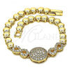 Oro Laminado Fancy Bracelet, Gold Filled Style Infinite Design, with White Micro Pave, Polished, Golden Finish, 03.283.0195.08