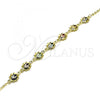 Oro Laminado Fancy Bracelet, Gold Filled Style Ladybug and Rolo Design, with Multicolor Cubic Zirconia, Polished, Golden Finish, 03.213.0195.07