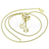 Oro Laminado Fancy Necklace, Gold Filled Style Flower Design, with White Cubic Zirconia, Polished, Golden Finish, 04.347.0004.20