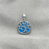 Sterling Silver Fancy Pendant, Tree Design, with Light Turquoise Opal, Polished, Silver Finish, 05.410.0009.2