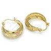 Oro Laminado Small Hoop, Gold Filled Style Butterfly Design, Polished, Tricolor, 02.106.0007.1.20