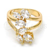 Oro Laminado Multi Stone Ring, Gold Filled Style with White Cubic Zirconia, Polished, Golden Finish, 01.210.0047.08 (Size 8)