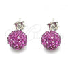 Sterling Silver Stud Earring, with Ruby Crystal, Polished, Rhodium Finish, 02.332.0042.11