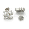 Sterling Silver Stud Earring, with White Cubic Zirconia, Polished, Rhodium Finish, 02.175.0113