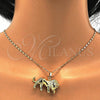 Oro Laminado Earring and Pendant Adult Set, Gold Filled Style Lion Design, Polished, Golden Finish, 10.185.0003