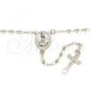 Oro Laminado Thin Rosary, Gold Filled Style San Lazaro and Crucifix Design, Polished, Golden Finish, 09.253.0037.20