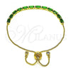 Oro Laminado Adjustable Bolo Bracelet, Gold Filled Style with Green Cubic Zirconia, Polished, Golden Finish, 03.341.0186.3.10