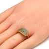 Oro Laminado Multi Stone Ring, Gold Filled Style with White Micro Pave, Polished, Golden Finish, 01.118.0049.09 (Size 9)