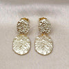 Oro Laminado Stud Earring, Gold Filled Style Diamond Cutting Finish, Golden Finish, 02.163.0338