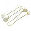 Oro Laminado Threader Earring, Gold Filled Style San Benito Design, Polished, Golden Finish, 02.351.0096