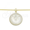 Oro Laminado Pendant Necklace, Gold Filled Style Crucifix Design, Polished, Golden Finish, 04.106.0064.1.20