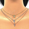 Sterling Silver Pendant Necklace, Heart Design, with White Cubic Zirconia, Polished, Tricolor, 04.369.0005.18