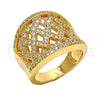 Oro Laminado Multi Stone Ring, Gold Filled Style with White Micro Pave, Polished, Golden Finish, 01.266.0006.07 (Size 7)