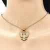 Oro Laminado Fancy Pendant, Gold Filled Style Eagle Design, with White Micro Pave, Polished, Golden Finish, 05.342.0008