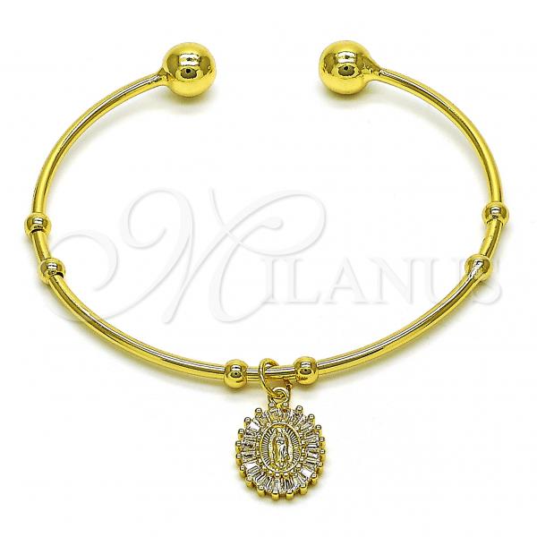 Gold Filled Jewelry — Individual Bangle Guadalupe and Baguette Design with White — main product view — SKU 152604 | Oro Laminado joyería — Individual Bangle Guadalupe and Baguette diseño with blanco — SKU 152604